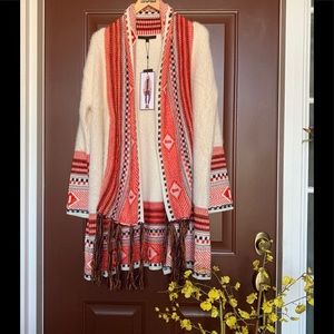MaxSport Women’s Long Boho Fringed Cardigan-NWT
